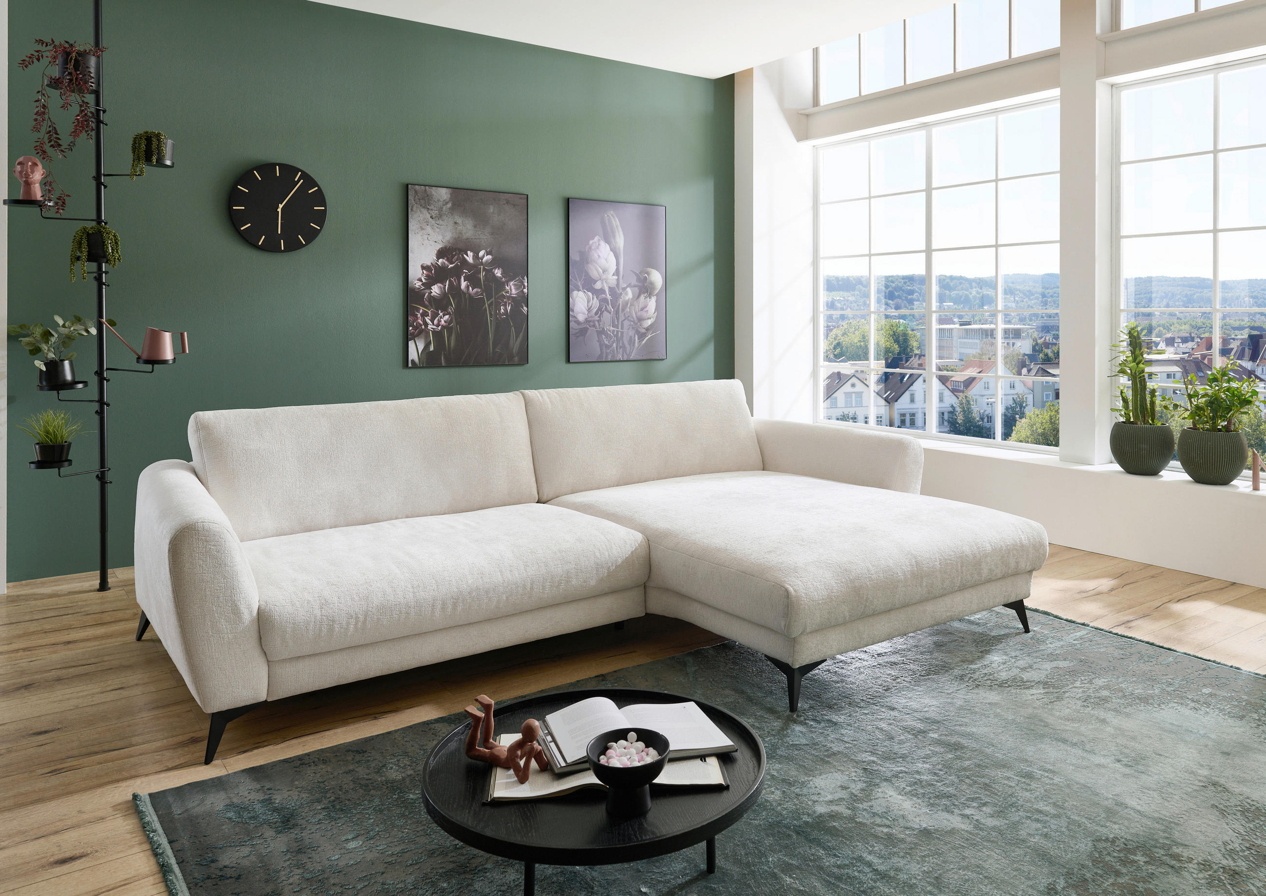 ECKSOFA Naturfarben Chenille  - Schwarz/Naturfarben, Design, Textil/Metall (288/194cm) - Niels Andersson