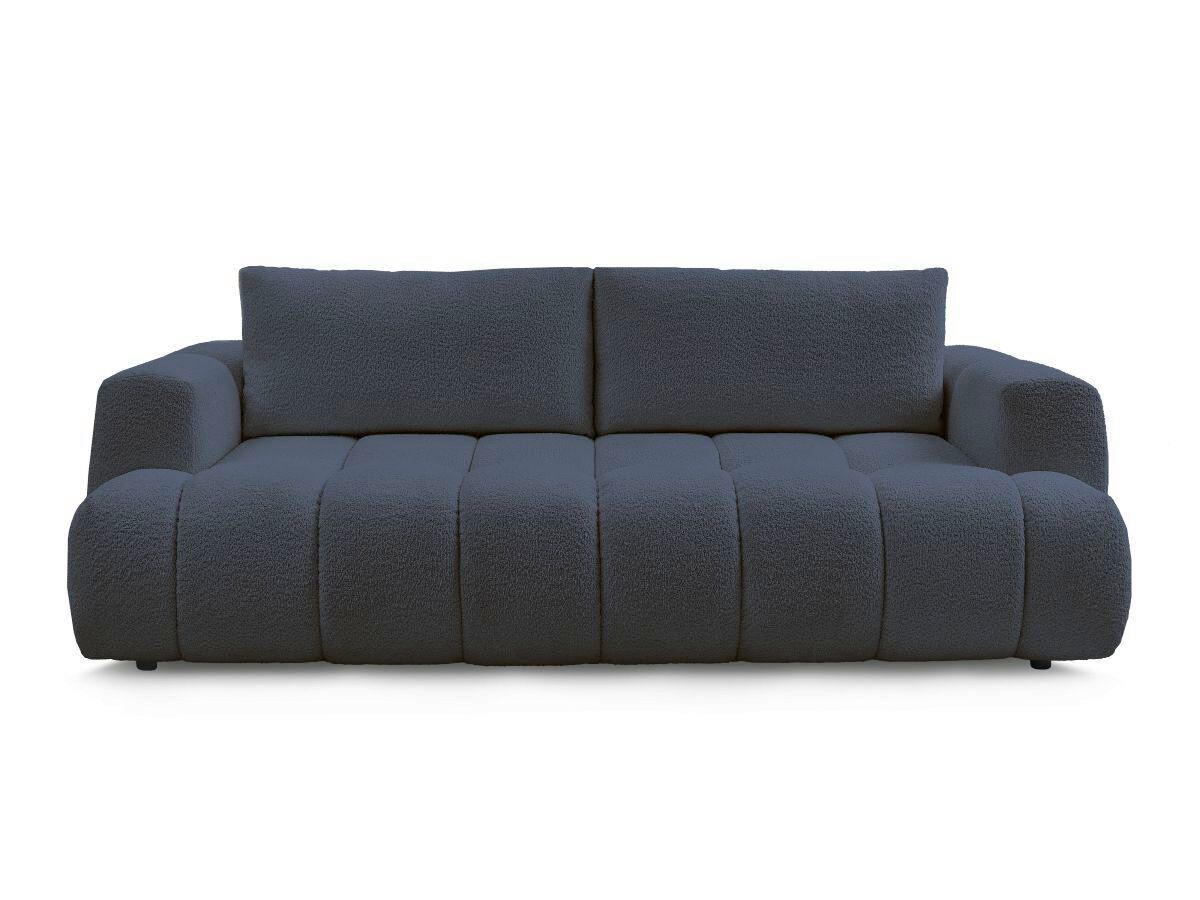 SCHLAFSOFA FUJI Bouclé Dunkelblau  inkl.  - Schwarz/Dunkelblau, MODERN, Kunststoff/Textil (251/113/88cm)