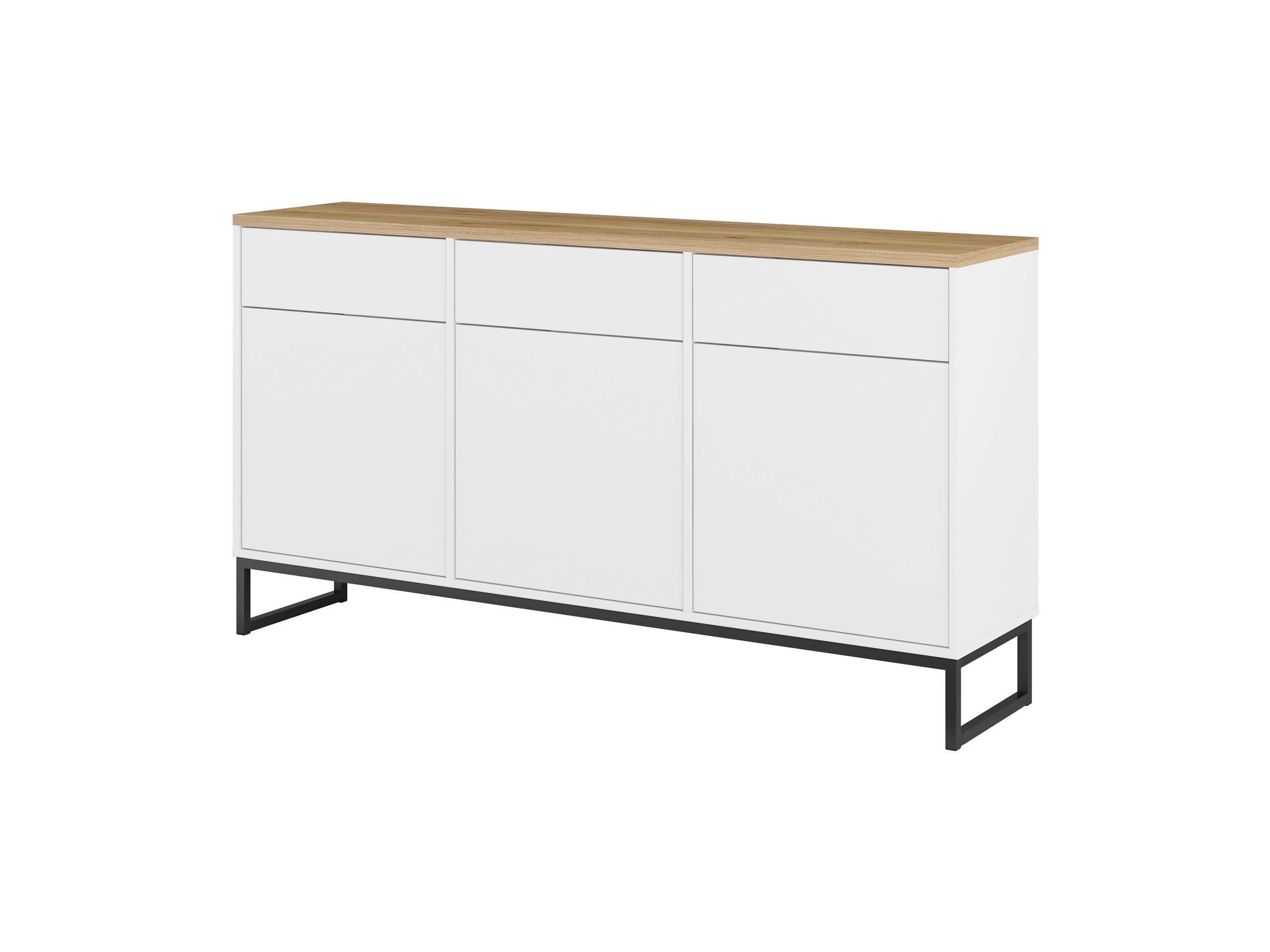 SIDEBOARD Alto 156,8/84,1/36,5 cm 3 Schublade(n)  - Eichefarben/Schwarz, Design, Holzwerkstoff/Metall (156,8/84,1/36,5cm) - MID.YOU