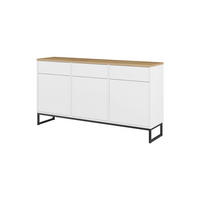 SIDEBOARD Alto 156,8/84,1/36,5 cm 3 Schublade(n)  - Weiss/Eichefarben, Design, Holzwerkstoff/Metall (156,8/84,1/36,5cm) - MID.YOU