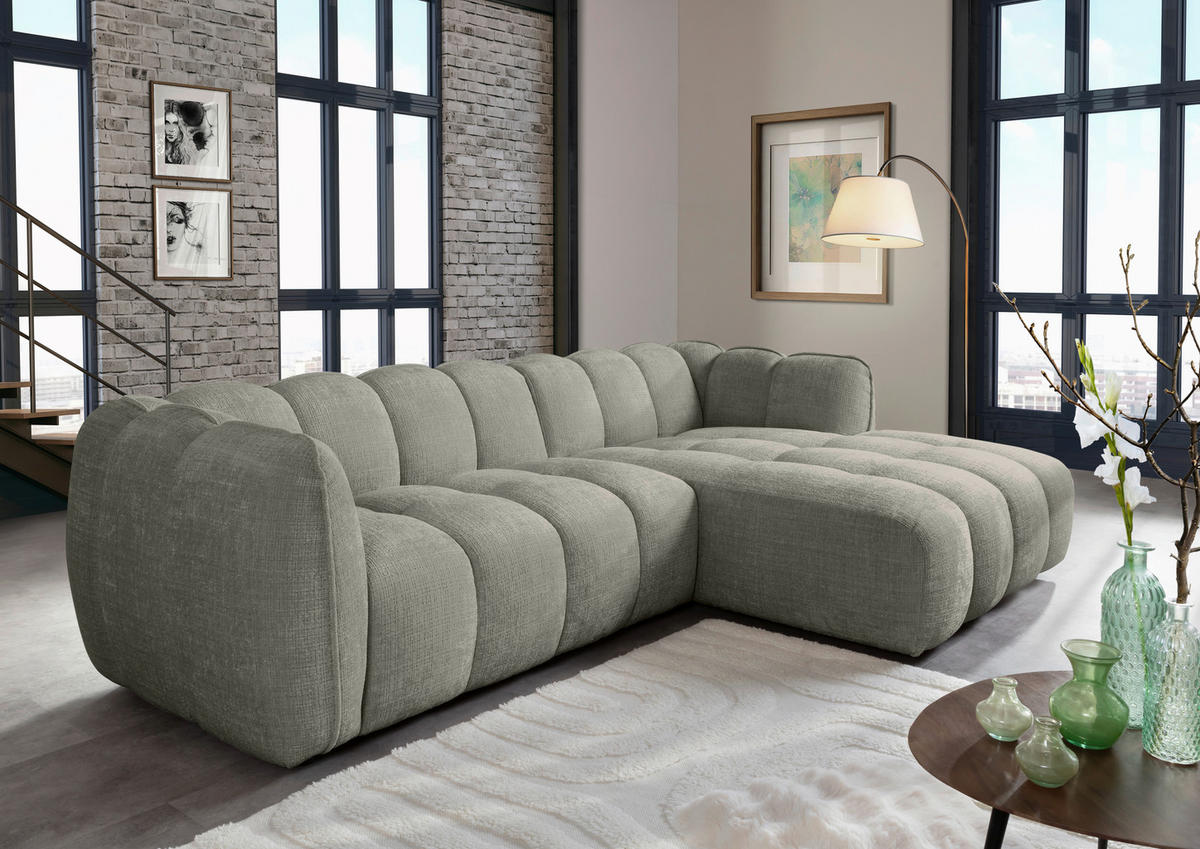 HÖRNSOFFA i chenille mörkgrå  - mörkgrå/svart, Klassisk, textil/plast (272/172cm) - MID.YOU