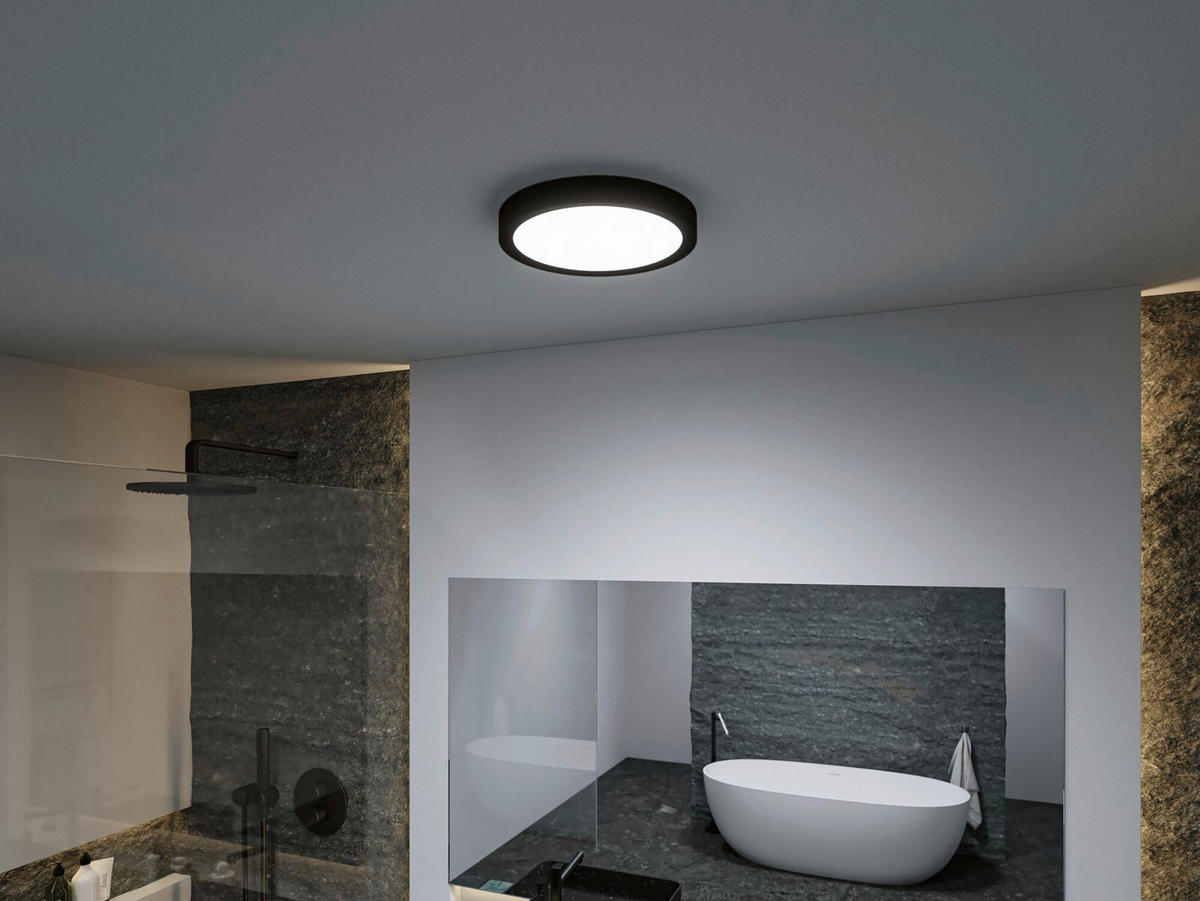 LED-DECKENLEUCHTE Tega 33,4/6,5 cm   - Schwarz, Basics, Kunststoff (33,4/6,5cm) - Paulmann