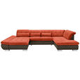 WOHNLANDSCHAFT  in Mikrofaser Orange  - Chromfarben/Orange, Design, Kunststoff/Textil (204/350/211cm) - Xora