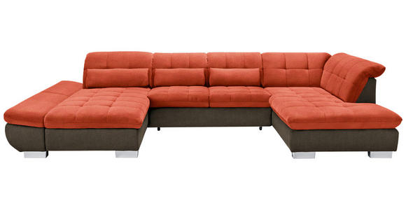 WOHNLANDSCHAFT  in Mikrofaser Orange  - Chromfarben/Orange, Design, Kunststoff/Textil (204/350/211cm) - Xora