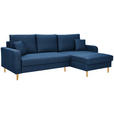 ECKSOFA in Flachgewebe Dunkelblau  - Eiche Wotan/Dunkelblau, KONVENTIONELL, Holz/Textil (255/157cm) - Carryhome