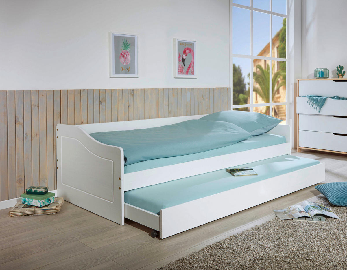 AUSZIEHBETT 90/190 cm Weiss  - Weiss/Naturfarben, Modern, Holz (90/190cm) - MID.YOU
