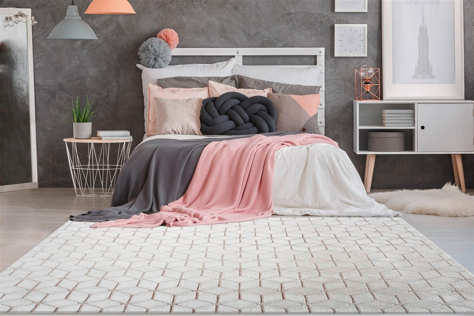 TEPPICH 80/150 cm Vivica 125 Weiß / Taupe Weiß, Taupe  - Taupe/Weiß, KONVENTIONELL, Textil (80/150cm)