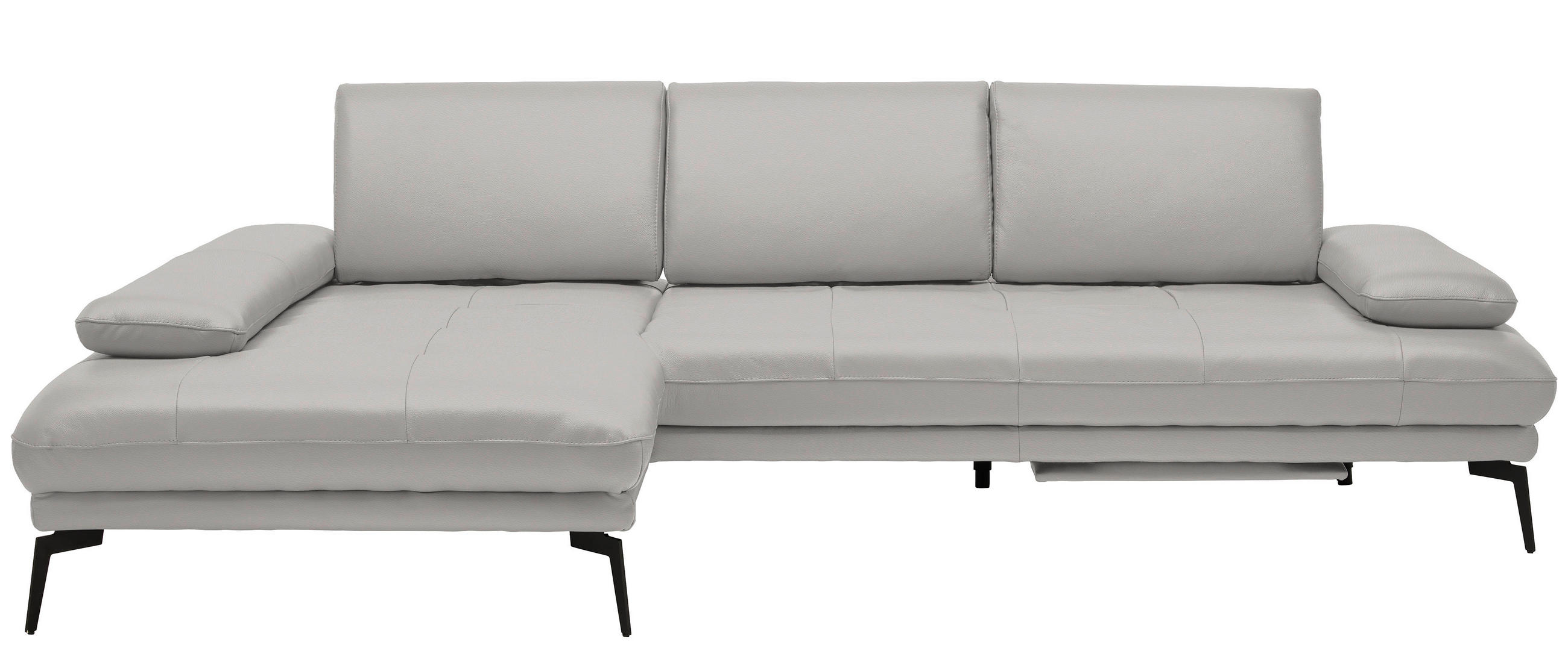 ECKSOFA Greige Echtleder  - Greige/Schwarz, Design, Leder/Metall (187/273cm) - Celina Home