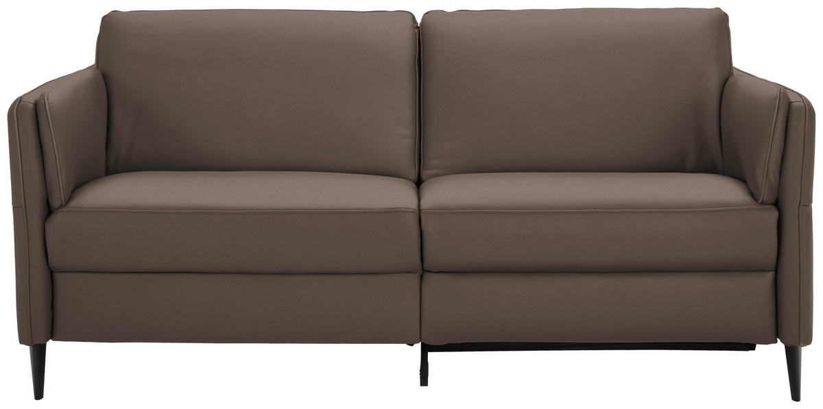 3-SITZER-SOFA in Echtleder Dunkelbraun  - Dunkelbraun/Schwarz, Design, Leder/Metall (190/84/99cm) - Dieter Knoll