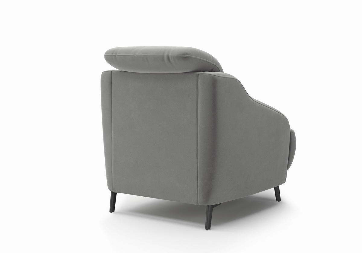 SESSEL in Samt Grau  - Schwarz/Grau, MODERN, Textil/Metall (87/93/104cm) - Sit & More