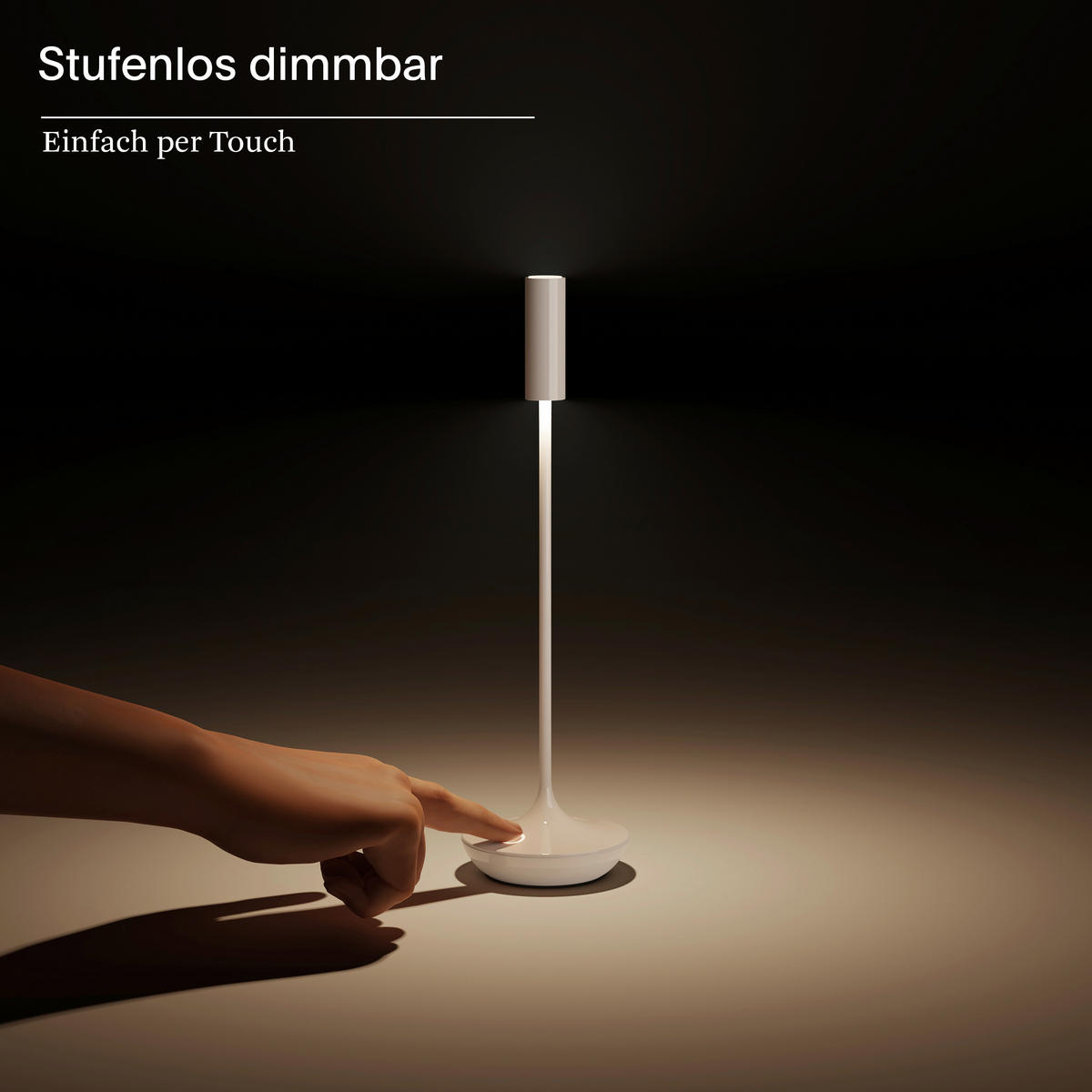 AKKU-TISCHLEUCHTE Nucandle 8,5/8,5/30 cm   - Schwarz Hochglanz/Kupferfarben, Design, Metall (8,5/8,5/30cm)