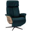 RELAXSESSEL Echtleder Relaxfunktion, Kopfteilverstellung    - Blau/Nussbaumfarben, Design, Leder/Holz (78/104-113/84cm) - Welnova