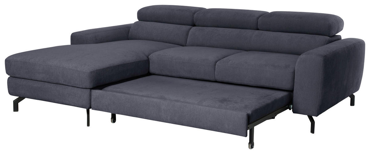 ECKSOFA Chenille Anthrazit  - Anthrazit/Schwarz, Design, Textil/Metall (177/226cm) - Livetastic