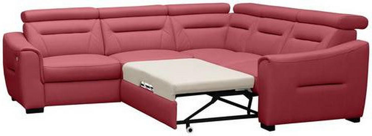 ECKSOFA Lederlook Echtleder Rot  - Wengefarben/Rot, Design, Leder/Holz (260/260cm) - Celina Home