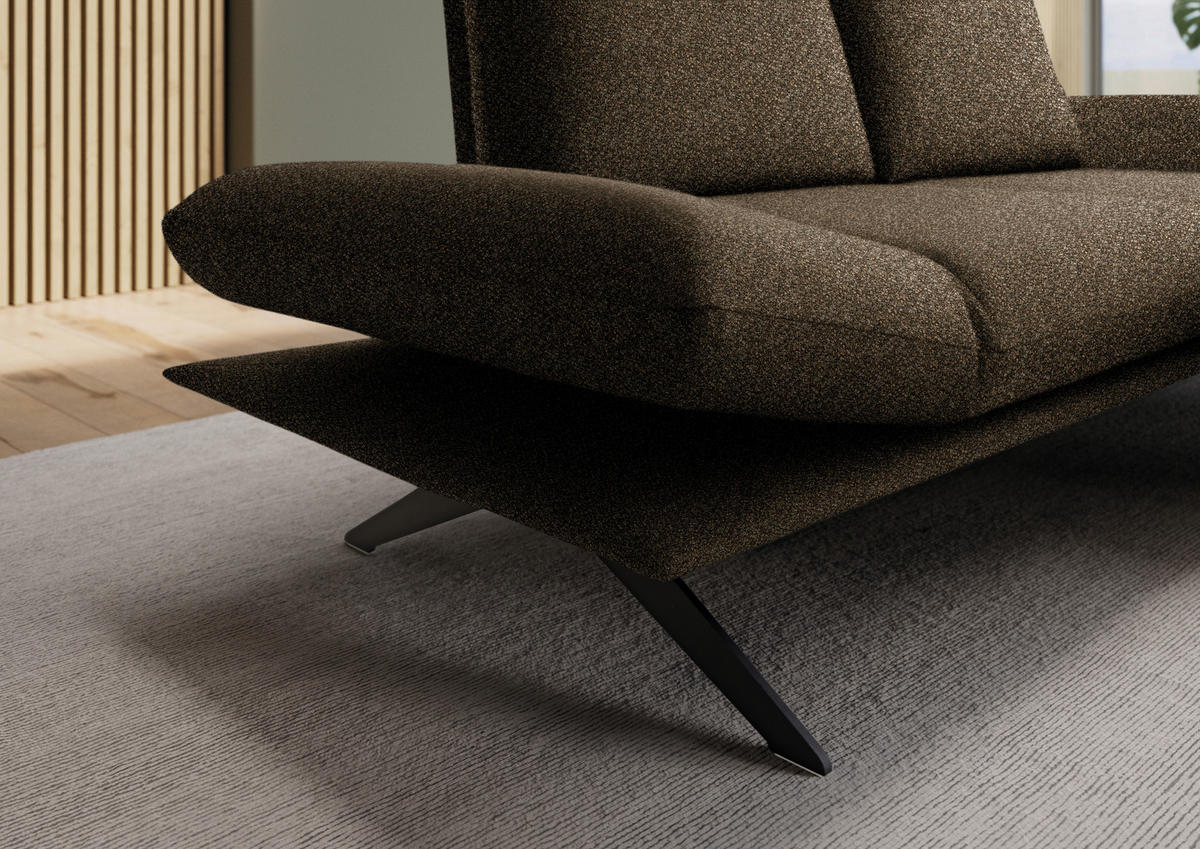 ECKSOFA Flachgewebe Dunkelbraun  - Dunkelbraun/Schwarz, Design, Textil/Metall (234/155cm) - Dieter Knoll
