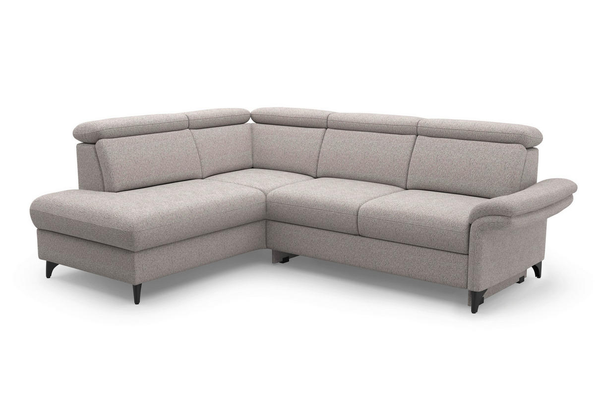 ECKSOFA Chenille Silberfarben  - Silberfarben/Schwarz, Konventionell, Textil/Metall (193/247cm) - Sit & More