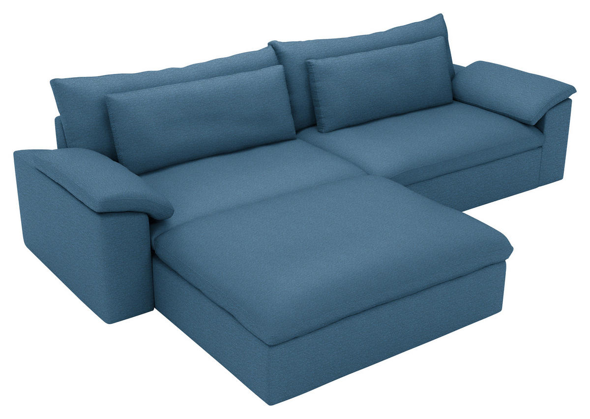 ECKSOFA  Chenille Blau  - Blau/Schwarz, Modern, Kunststoff/Textil (198/306cm) - Carryhome