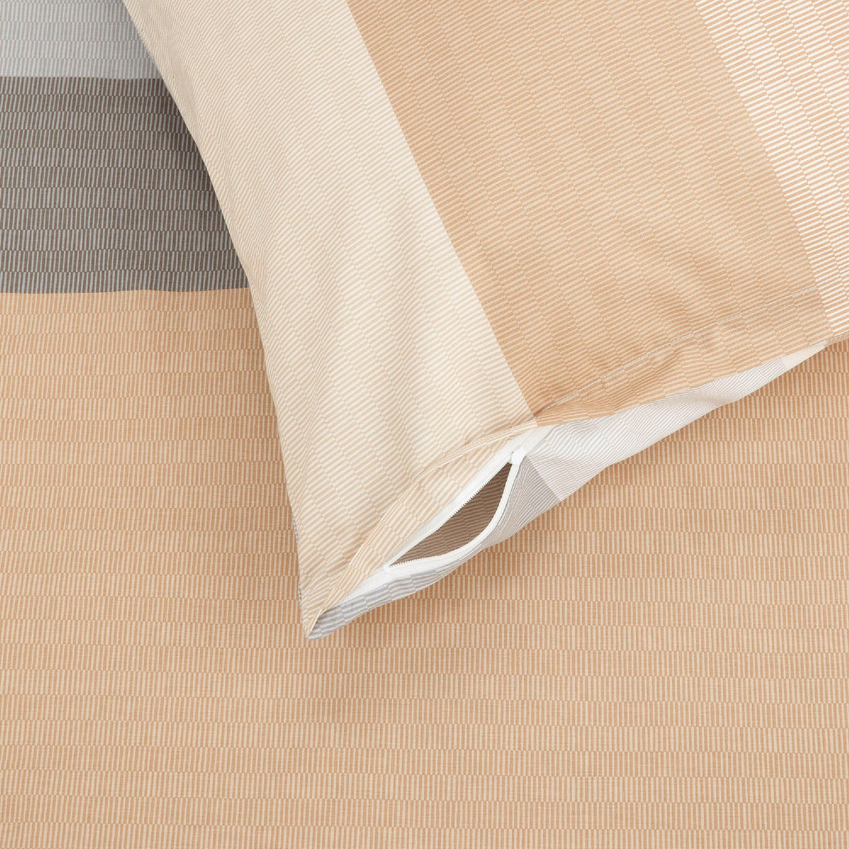 BETTWÄSCHE 2-teilig ENDY STRIPES Renforcé 135/200 cm  - Sandfarben, Basics, Textil (135/200cm)