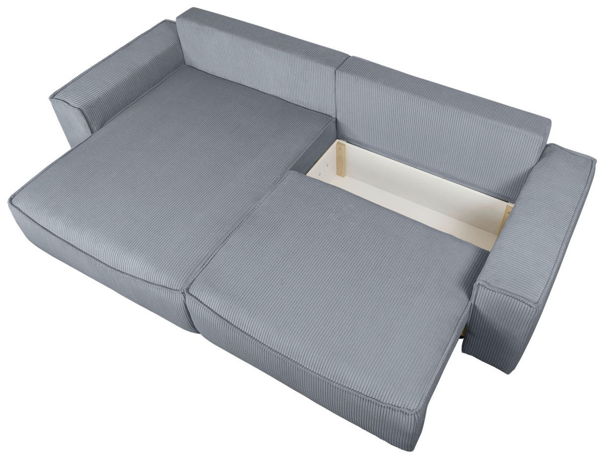 ECKSOFA Dunkelgrau Cord  - Dunkelgrau/Schwarz, KONVENTIONELL, Kunststoff/Textil (148/265cm) - Carryhome