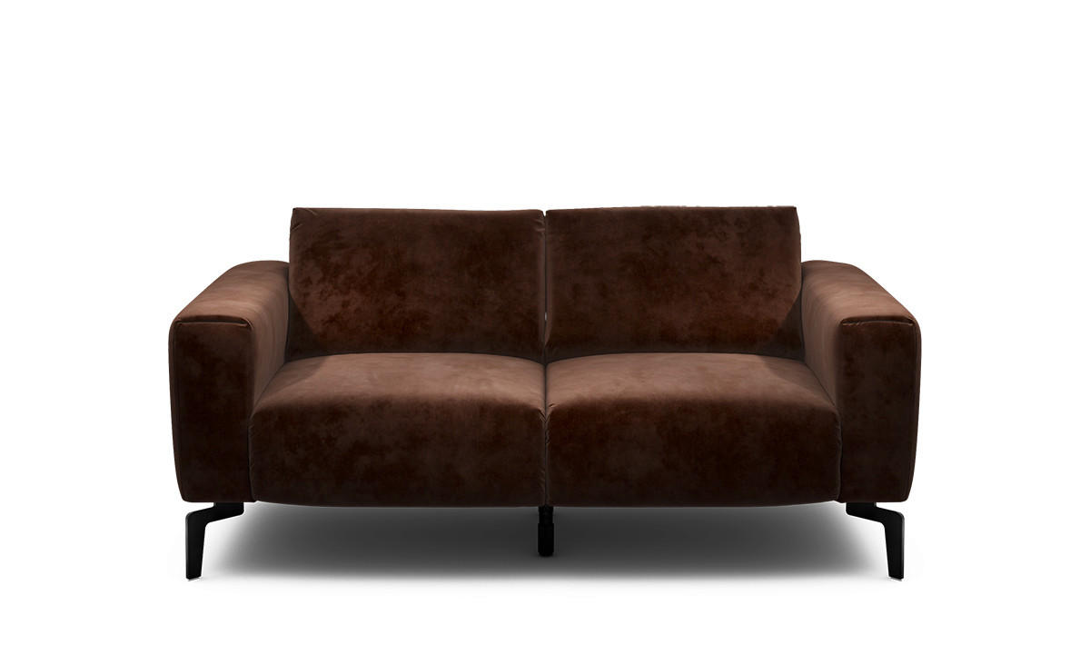 2-SITZER-SOFA Samt Braun  - Schwarz/Braun, Design, Textil/Metall (180/86/86-94cm) - SENSOO
