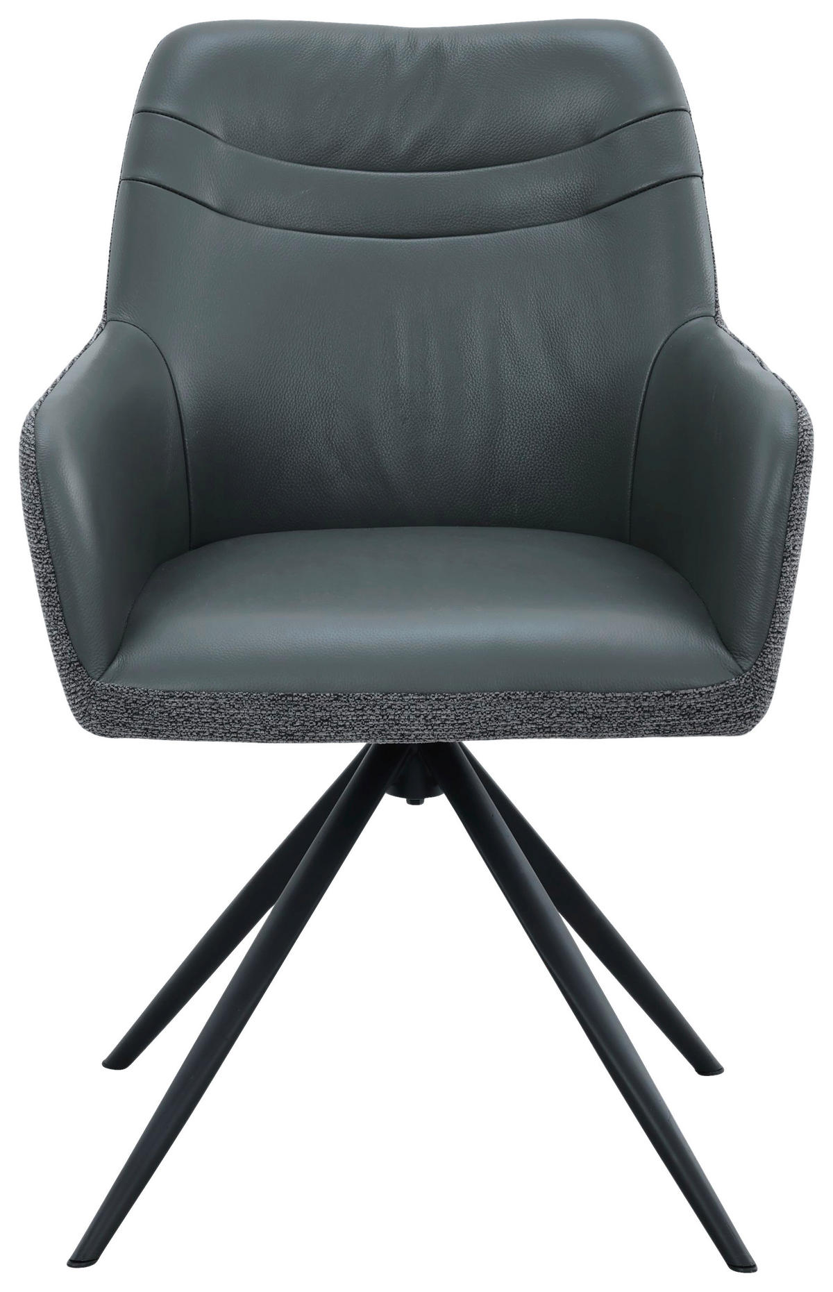 ARMLEHNSTUHL  Sitzfläche 360° drehbar, inklusive Armlehnen Webstoff Echtleder  Grau, Schwarz  - Schwarz/Grau, MODERN, Leder/Textil (57/86/62cm) - Livetastic