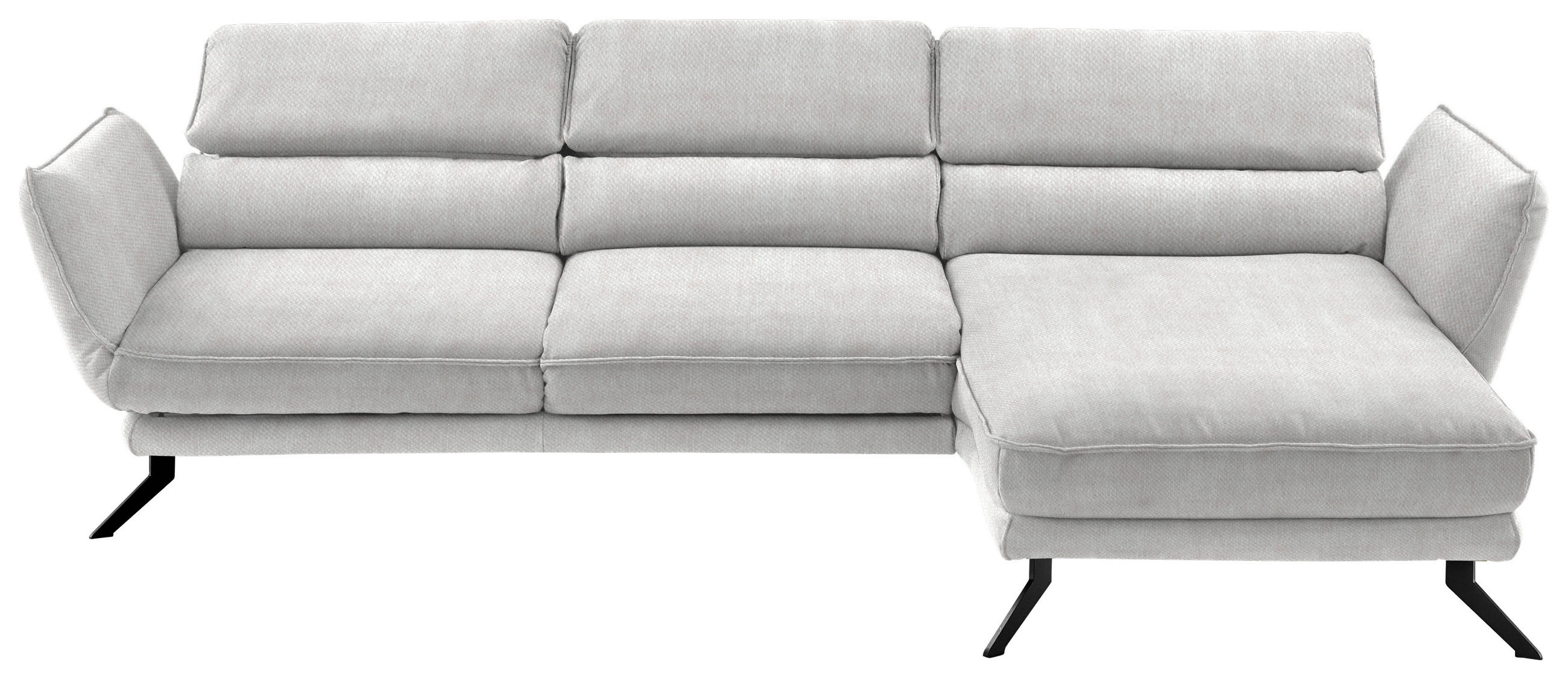 ECKSOFA in Velours Creme  - Creme/Schwarz, Design, Textil/Metall (283/153cm) - Valdera