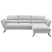 ECKSOFA in Velours Creme  - Creme/Schwarz, Design, Textil/Metall (283/153cm) - Valdera
