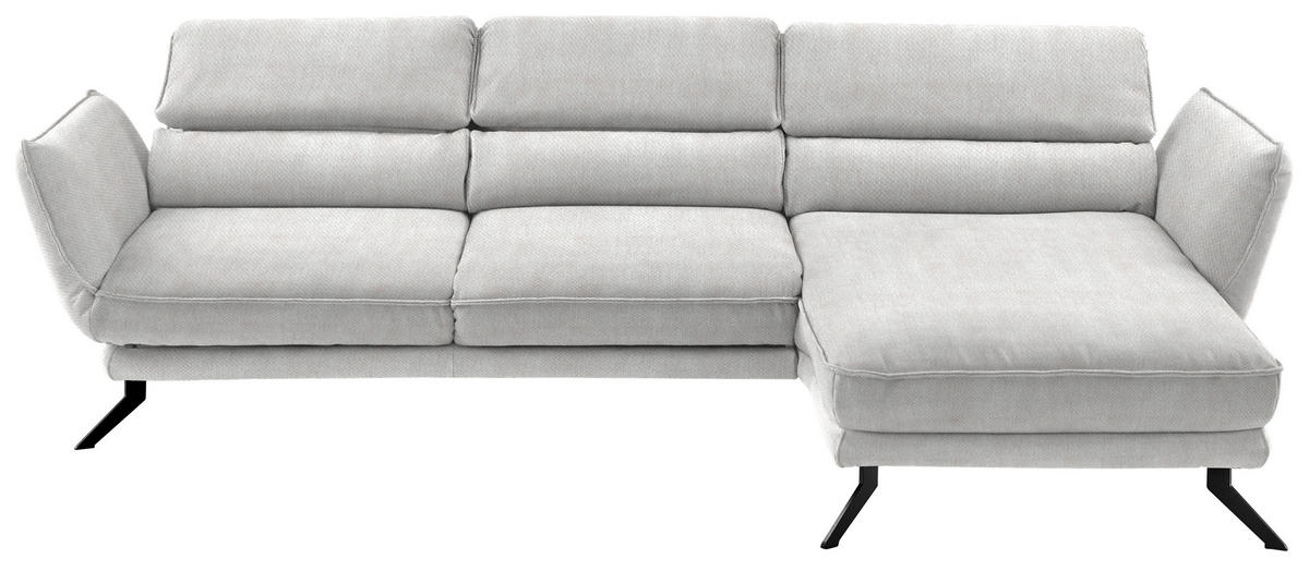 ECKSOFA in Velours Creme  - Creme/Schwarz, Design, Textil/Metall (283/153cm) - Valdera