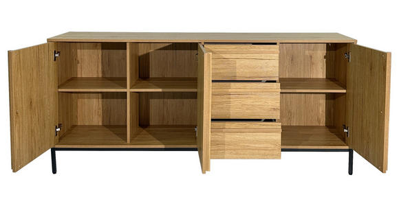 SIDEBOARD WABI in 180/81/40 cm - Eichefarben/Schwarz, Design, Holz/Holzwerkstoff (180/81/40cm) - Xora