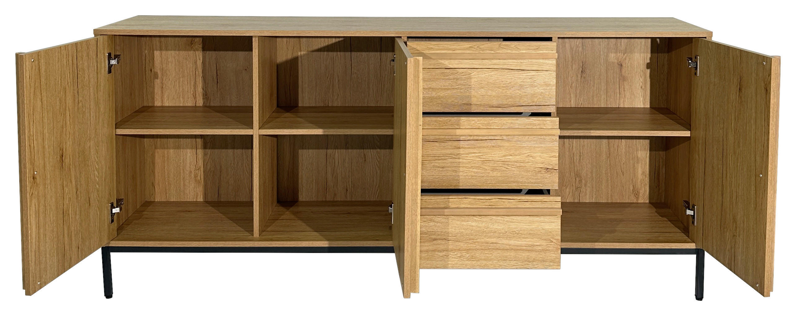 SIDEBOARD WABI  in 180/81/40 cm  - Eichefarben/Schwarz, Design, Holz/Holzwerkstoff (180/81/40cm) - Xora