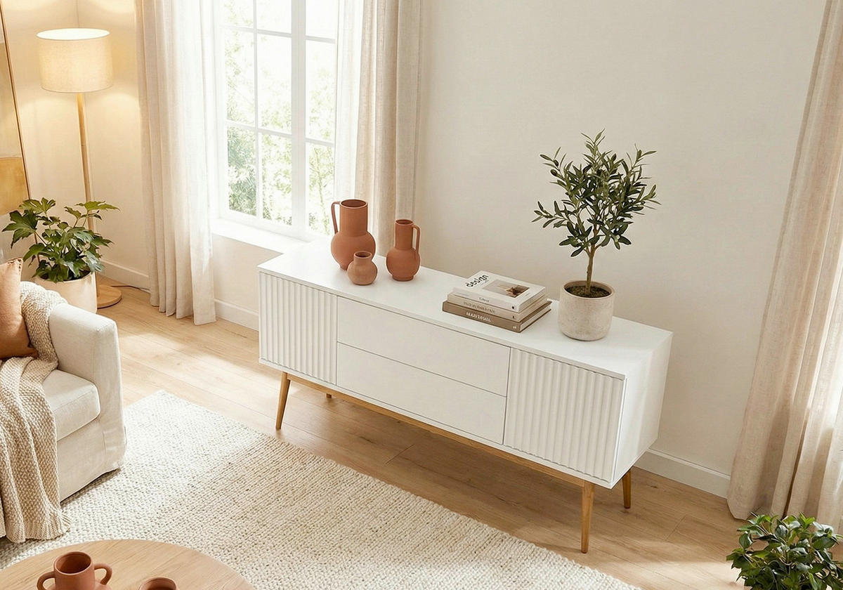 SIDEBOARD  150/75/39,6 cm 2 Schublade(n)  - Eichefarben/Weiß, MODERN, Holz/Holzwerkstoff (150/75/39,6cm) - MID.YOU