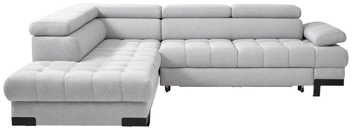 ECKSOFA in Webstoff Silberfarben  - Silberfarben/Schwarz, Modern, Textil/Metall (223/263cm) - Welnova