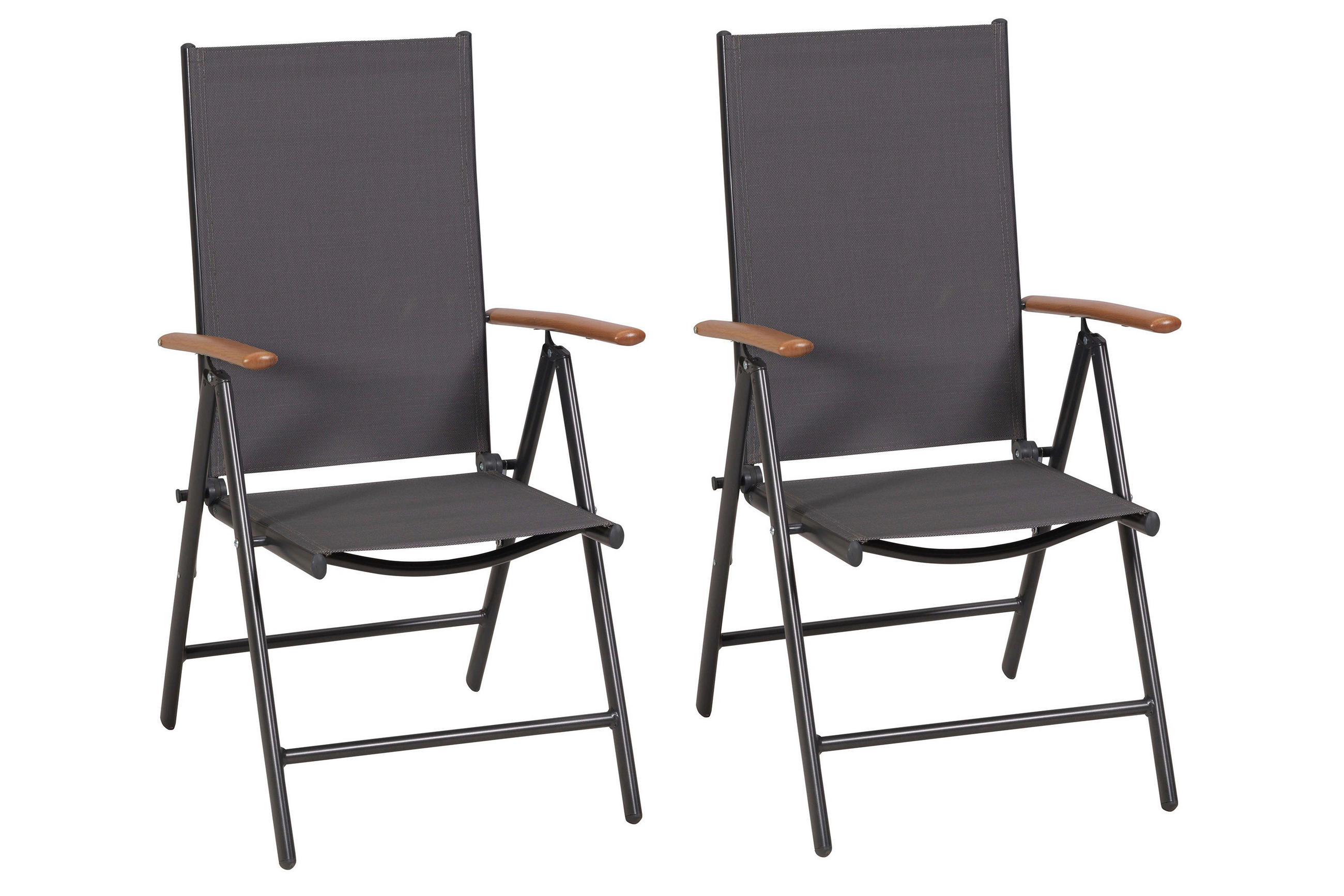 GARTENSTUHL-SET Aluminium Graphitfarben, Grau, Naturfarben  - Graphitfarben/Naturfarben, KONVENTIONELL, Textil/Metall (57,5/105/66cm) - Gardenson