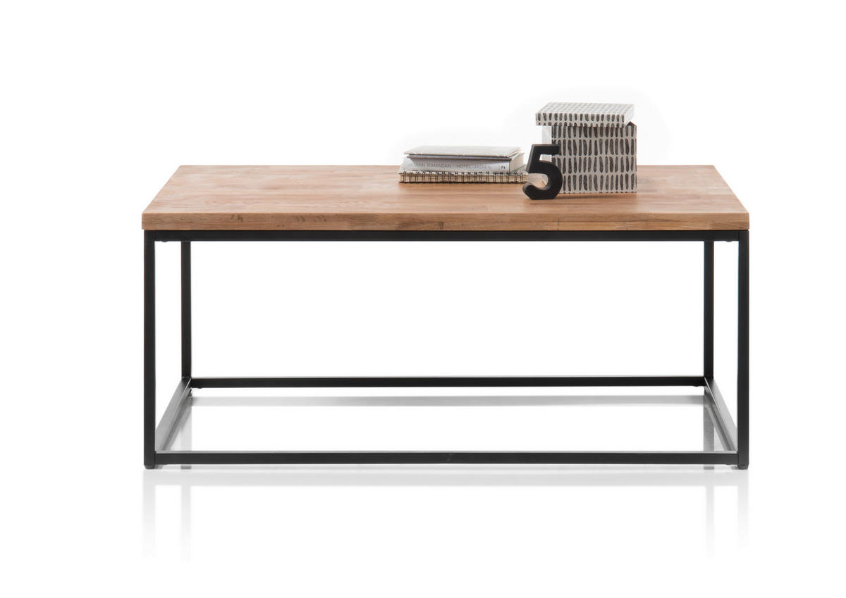COUCHTISCH Asteiche massiv rechteckig Schwarz, Eichefarben  - Eichefarben/Schwarz, MODERN, Holz/Metall (110/45/60cm) - MID.YOU