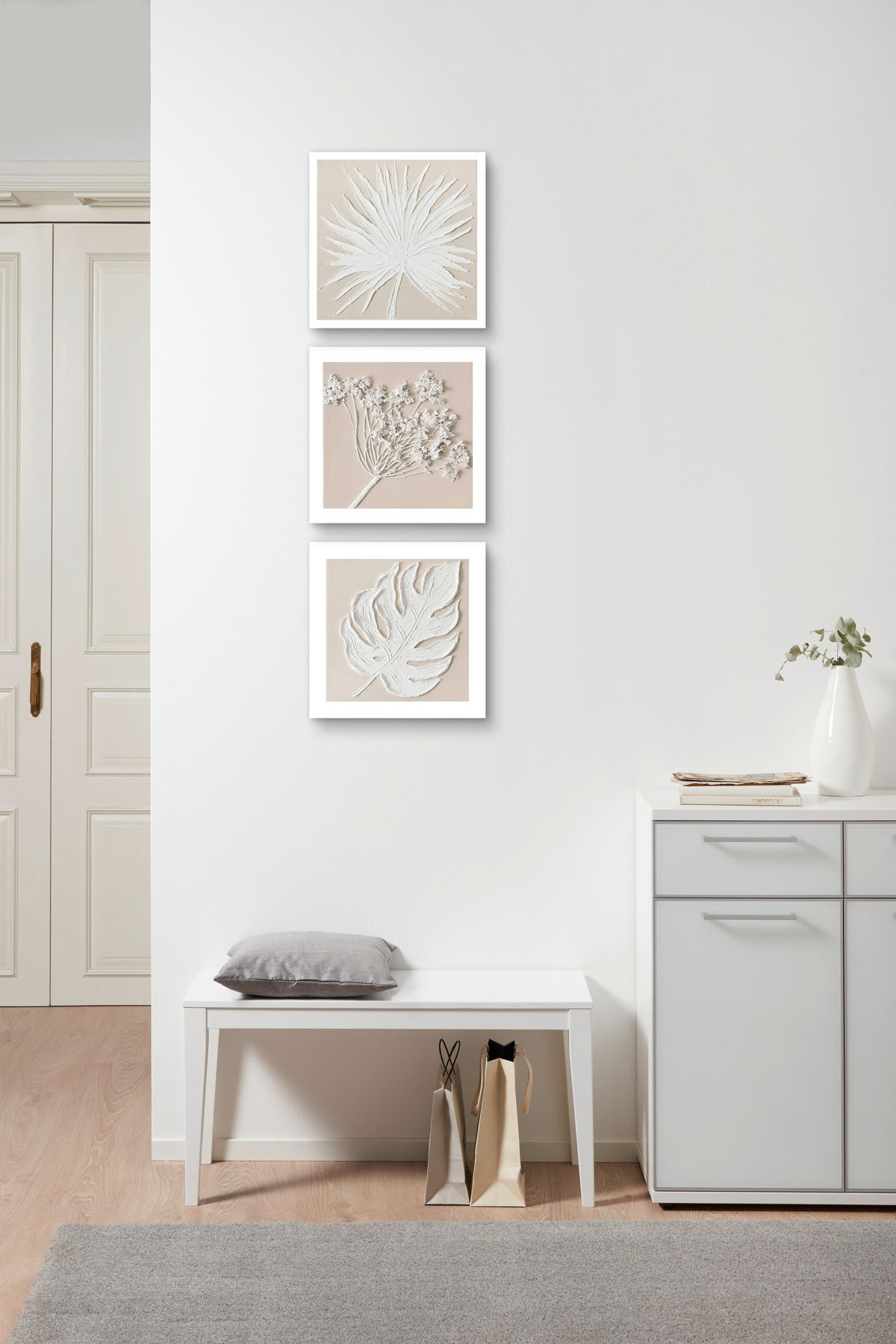 ÖLGEMÄLDE Blumen Weiß 30/30 cm  - Weiß, LIFESTYLE, Holz/Kunststoff (30/30cm) - Monee