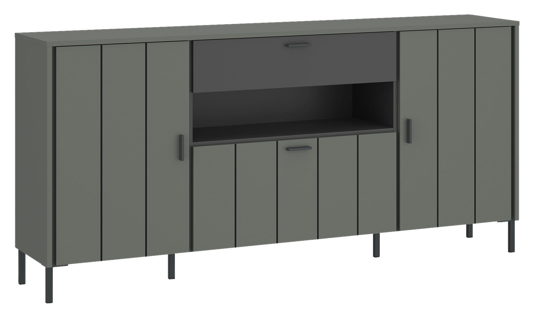 SIDEBOARD SHIRLEY  in 173,2/84,8/40 cm  - Schwarz/Grau, Design, Holzwerkstoff/Kunststoff (173,2/84,8/40cm) - Carryhome