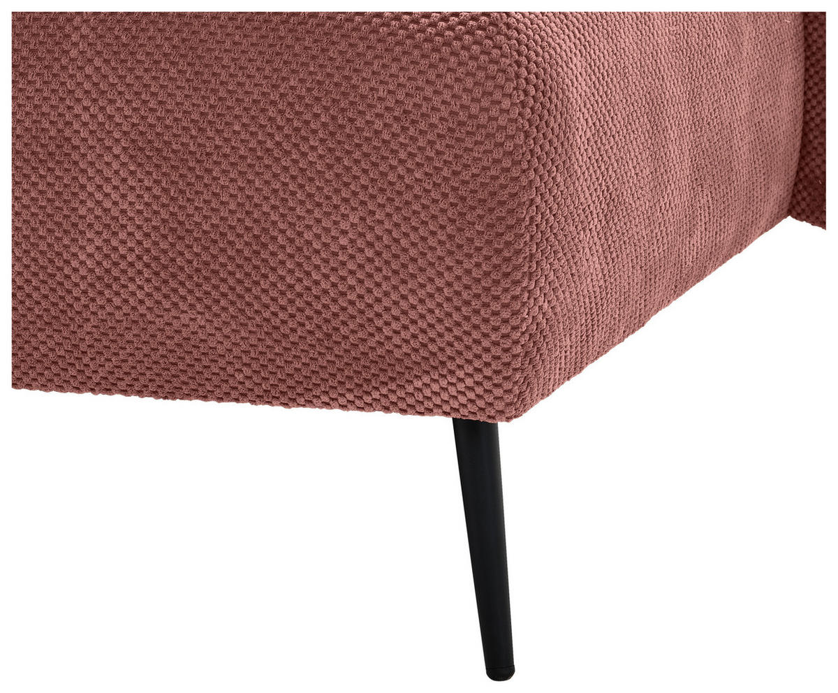 ECKSOFA Altrosa Chenille  - Schwarz/Altrosa, KONVENTIONELL, Textil/Metall (255/164cm) - Carryhome