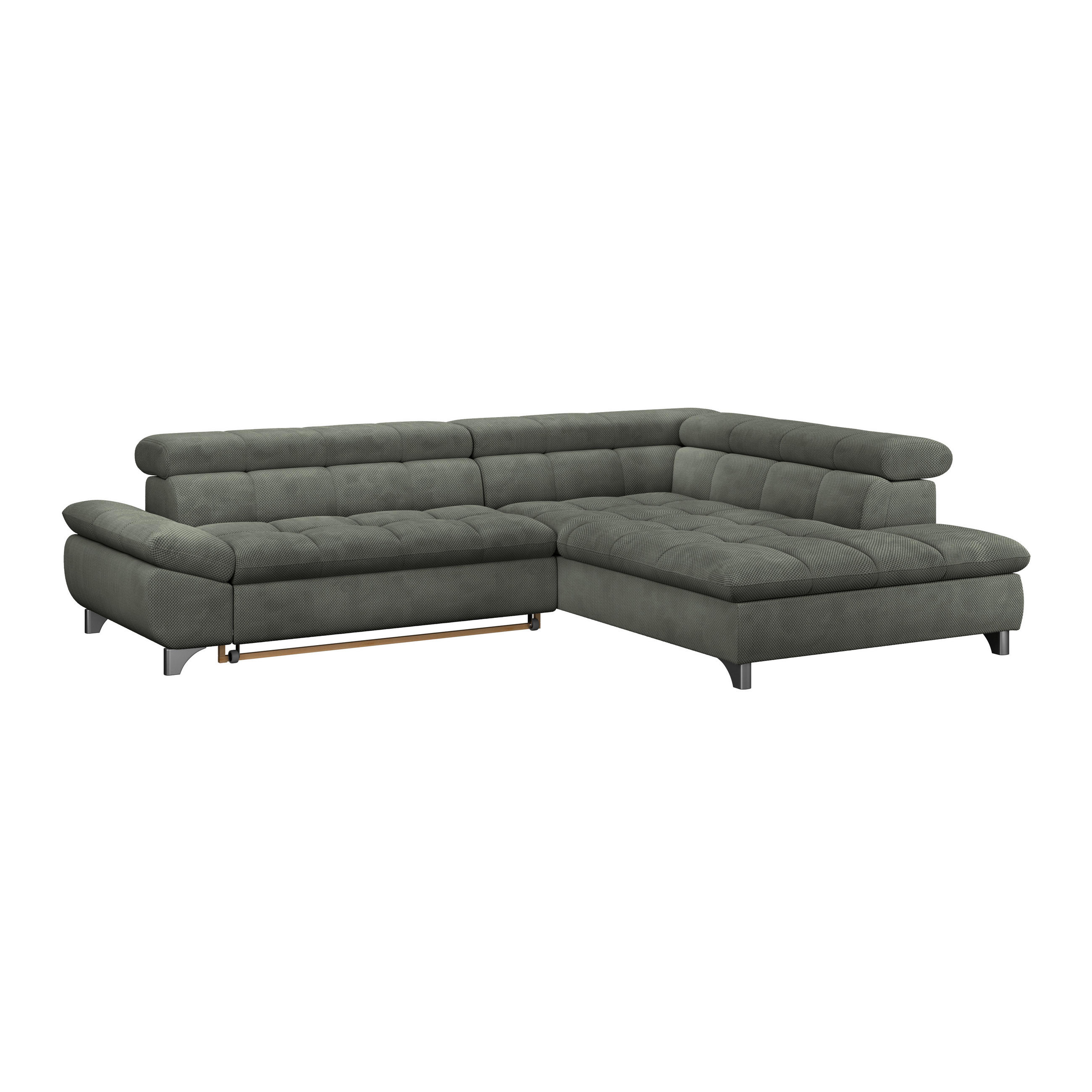 ECKSOFA Grün Chenille  - Chromfarben/Grün, KONVENTIONELL, Textil/Metall (312/234cm) - Livetastic