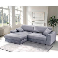 ECKSOFA in Struktur Blaugrau  - Chromfarben/Blaugrau, Design, Textil/Metall (177/269cm) - Livetastic
