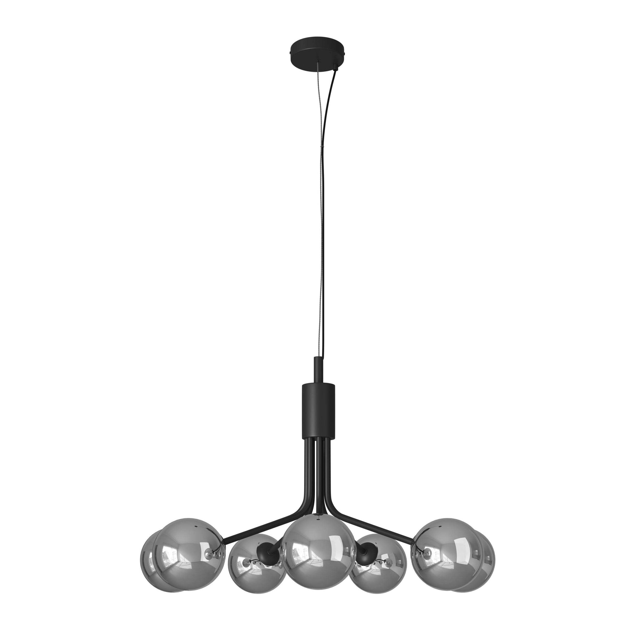 HÄNGELEUCHTE 65/150 cm    - Dunkelgrau, Design, Glas/Metall (65/150cm) - Novel