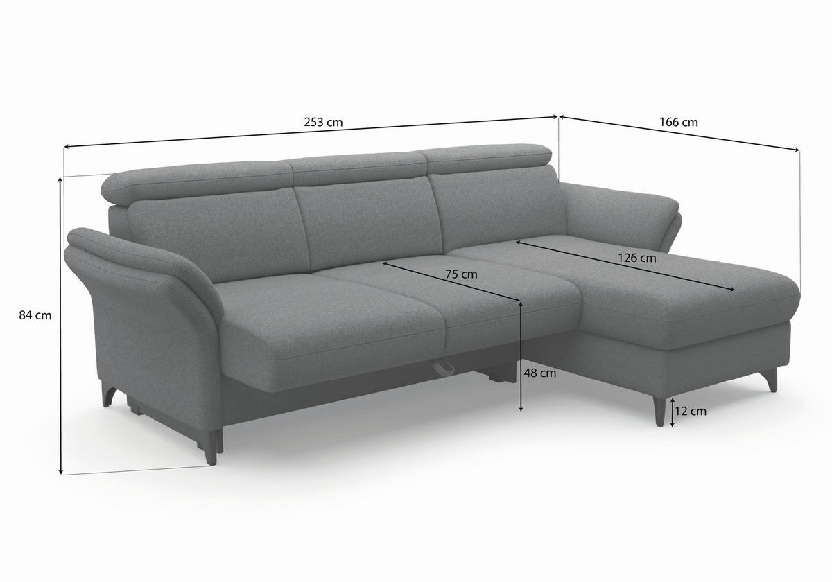 ECKSOFA GLENDALE E Creme Flachgewebe  - Eichefarben/Creme, KONVENTIONELL, Holz/Textil (253/166cm) - Sit & More