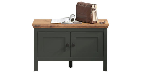 GARDEROBENBANK  in 77/48/39 cm  - Eichefarben/Schwarz, ROMANTIK / LANDHAUS, Kunststoff (77/48/39cm) - Landscape