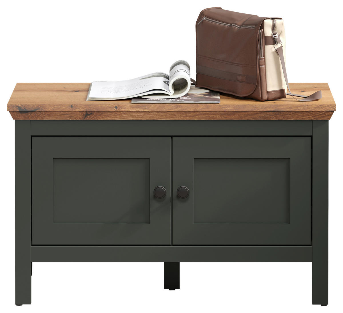 GARDEROBENBANK  in 77/48/39 cm  - Eichefarben/Schwarz, ROMANTIK / LANDHAUS, Kunststoff (77/48/39cm) - Landscape