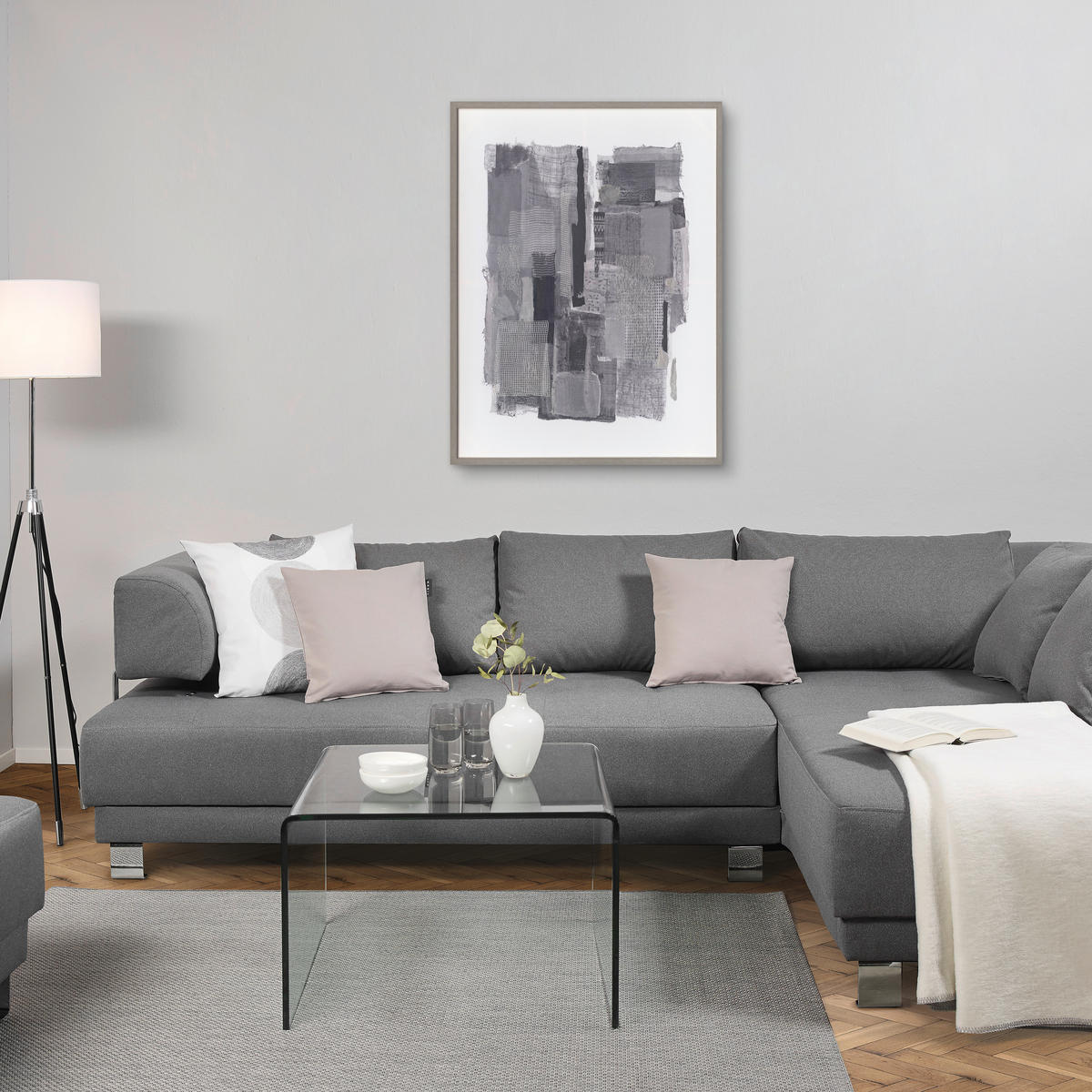BILD Abstraktes 90/120 cm  - Weiß/Grau, Trend, Holz/Kunststoff (90/120cm) - Monee