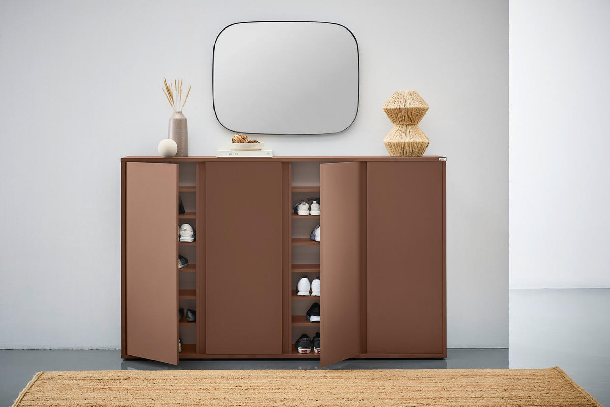 SCHUHSCHRANK  in 192,7/120/33,8 cm  - Anthrazit/Terracotta, Design, Holzwerkstoff/Kunststoff (192,7/120/33,8cm) - Xora
