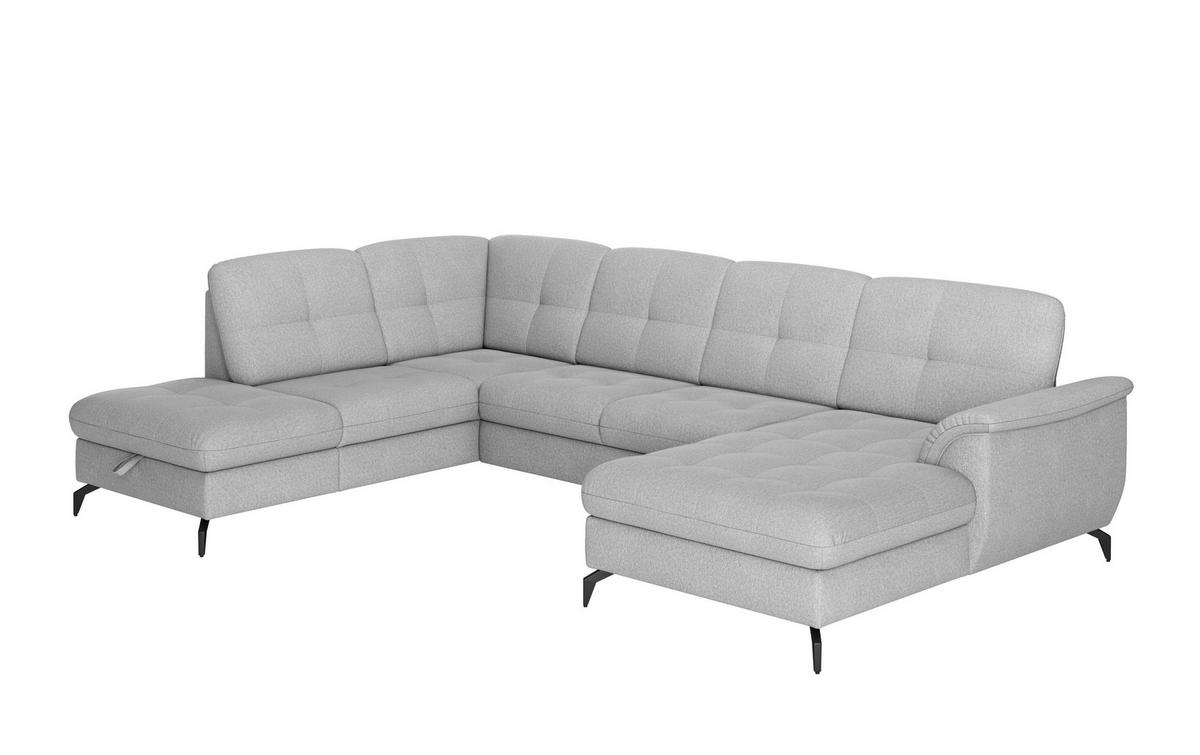 WOHNLANDSCHAFT in Flachgewebe Grau  - Schwarz/Grau, Modern, Textil/Metall (212/319/164cm) - Sit & More