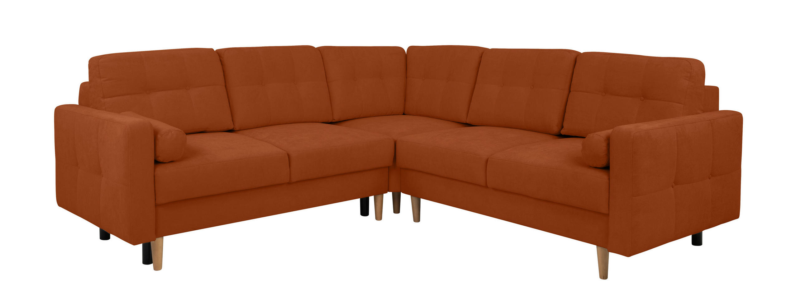 ECKSOFA Noret Terracotta  - Buchefarben/Terracotta, Design, Holz/Textil (242/242cm) - MID.YOU