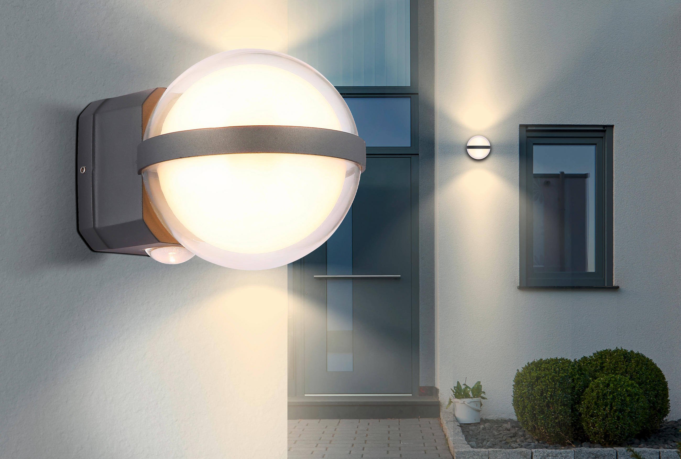 LED-AUßENLEUCHTE 10,5/13/11 cm   - Klar/Anthrazit, Basics, Kunststoff/Metall (10,5/13/11cm) - Globo