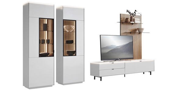 LOWBOARD Weiß  216,8/50,1/46 cm  - Schwarz/Weiß, Design, Holz/Metall (216,8/50,1/46cm) - Dieter Knoll