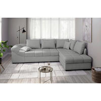 ECKSCHLAFSOFA in Chenille Silberfarben  - Silberfarben/Schwarz, MODERN, Holz/Textil (298/202cm) - MID.YOU